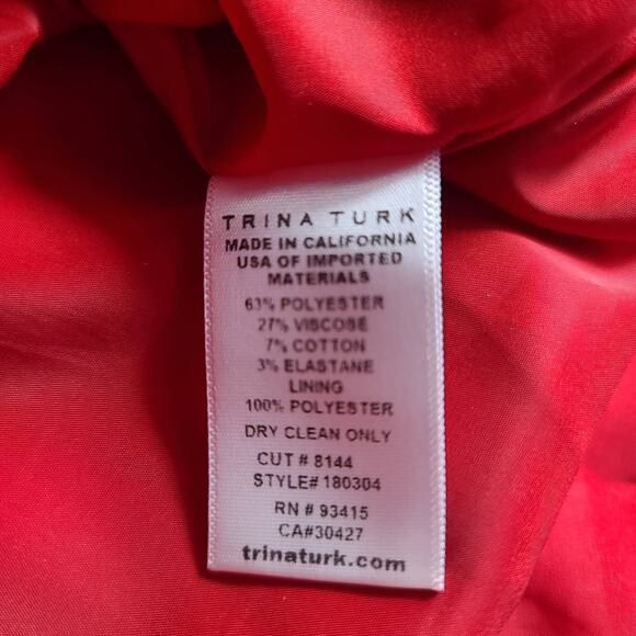 Trina Turk Red Sleeveless Dress Flounce Hem Skirt Size 2 - Picture 5 of 6